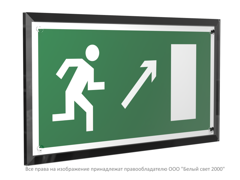 Знак безопасности PT-32178-Black.E05 "Напр. к эвакуац. выходу направо вверх " Белый свет a32698