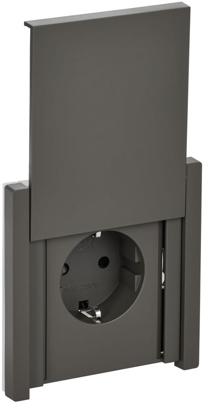 Розетка СП FORTE&PIANO16А IP44 FP319 с заземл. защ. шторки с крышкой безвинт. крепл. сер. IEK FP-R16-16-1-44-K03
