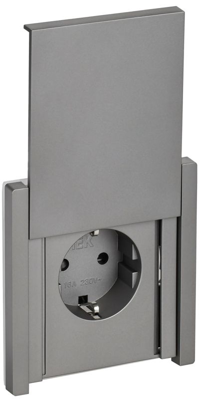 Розетка СП FORTE&PIANO16А IP44 FP519 с заземл. защ. шторки с крышкой безвинт. крепл. сталь IEK FP-R16-16-1-44-K46