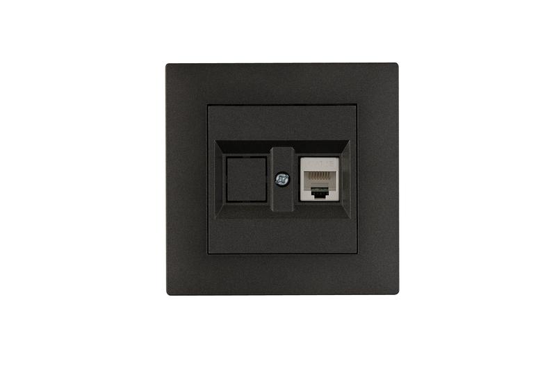 Розетка компьютерная CAT 5+гнездо Karea RIZZ STAR дым. металлик Makel 88050035