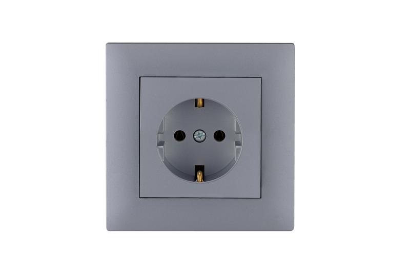 Розетка 1-м Karea RIZZ STAR с заземл. сер. Makel 88065028