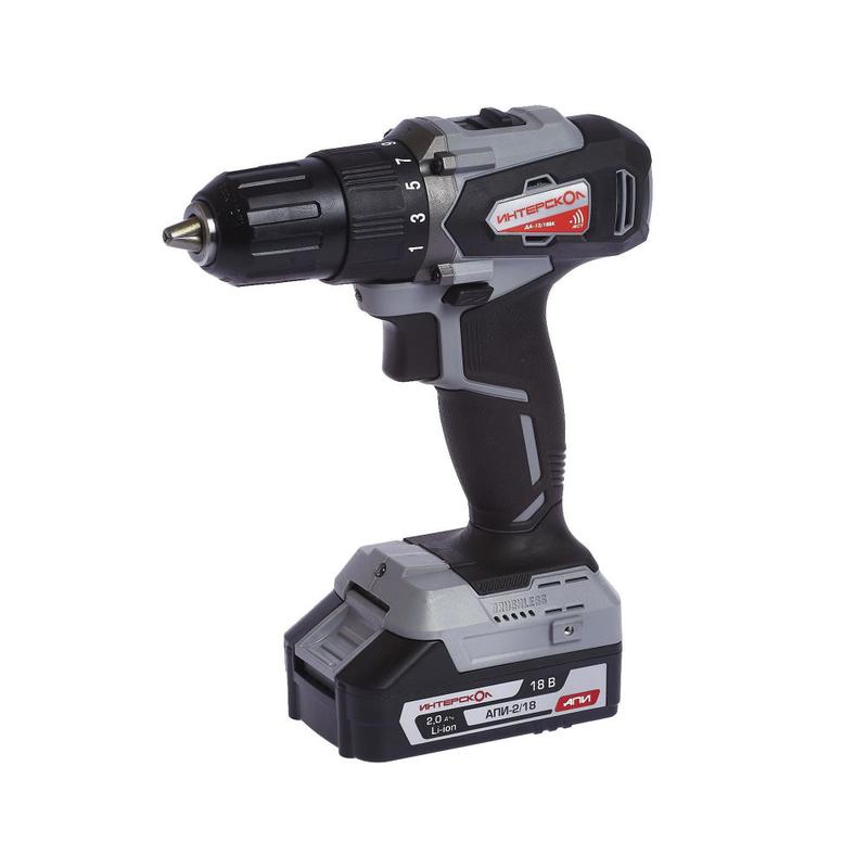 Дрель-шуруповерт аккумуляторная бесщеточн. ДА-13/18ВК 45 Li-ion АПИ (кейс 2 аккум. 2А.ч ЗУ) ИНТЕРСКОЛ 575.2.2.70