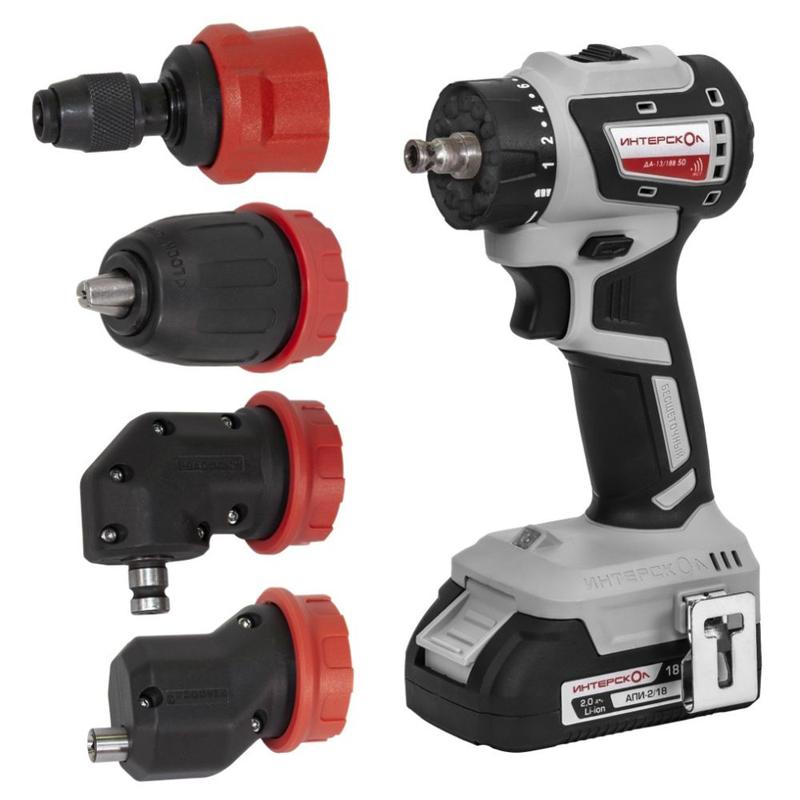 Дрель-шуруповерт аккумуляторная бесщеточн. ДА-13/18В 50 комби АПИ (Li-ion кейс 2 аккум. 2А.ч 4 насадки) ИНТЕРСКОЛ 776.2.2.79