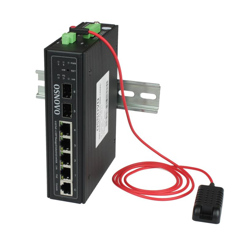 Коммутатор промышленный управляемый (L2+) HiК PoE SW-80402/ILS(port 90Вт 180Вт) Gigabit Ethernet на 4GE PoE + 2GE SFP порта с функцией мониторинга температуры/ влажности/ напряжения OSNOVO 13743