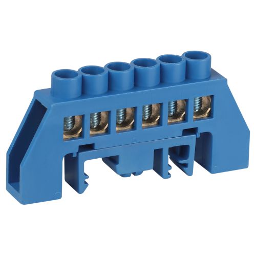 Шина N ноль в комбинированном изоляторе на DIN-рейку ШНИ-8х12-6-Д син. NO-224-109 Эра Б0062914