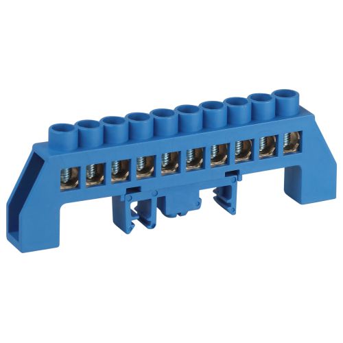 Шина N ноль в комбинированном изоляторе на DIN-рейку ШНИ-8х12-10-Д син. NO-224-111 Эра Б0062975