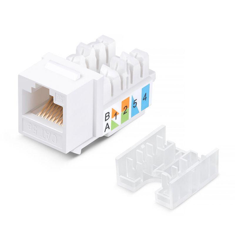 Модуль Keystone Jack RJ-45(8P8C) UTP неэкранир. кат.5e тип 90град. бел. PRO Rexant 02-0064