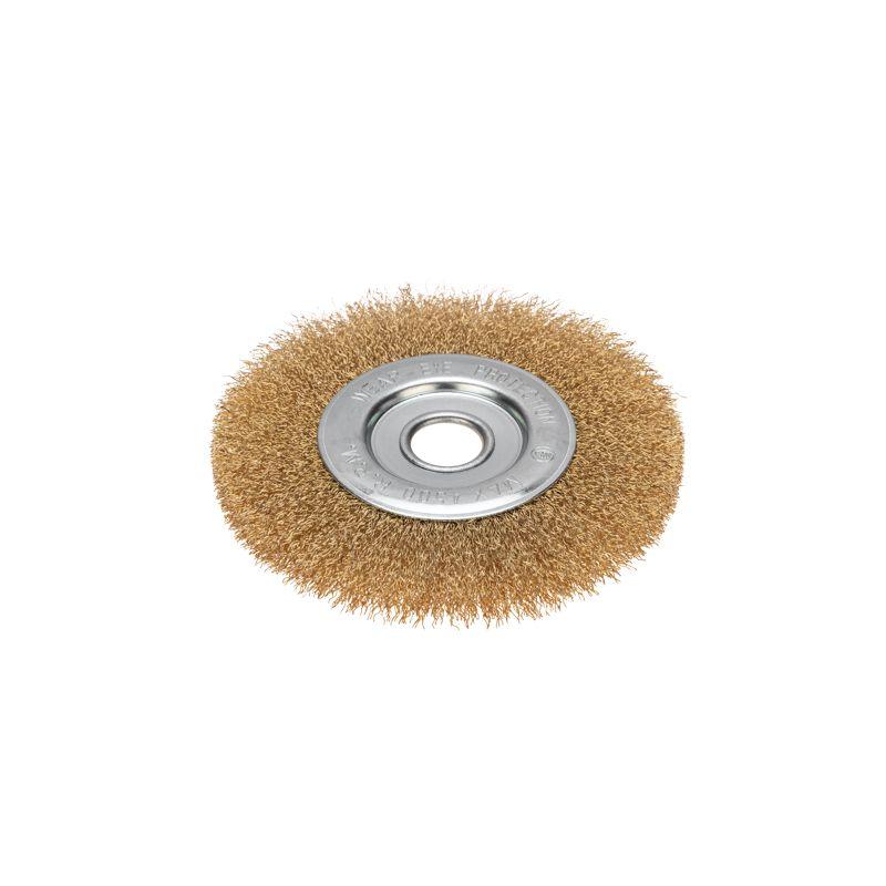 Щетка дисковая для УШМ витая латунированная проволока 150мм отв. 22.23мм Kranz KR-91-1232