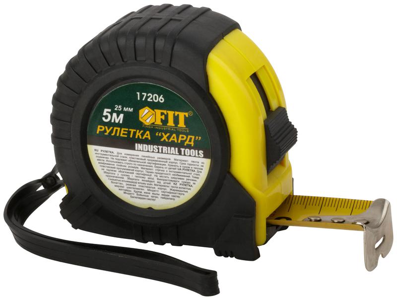 Рулетка Хард 5мх25мм прорезиненный корпус FIT 17206
