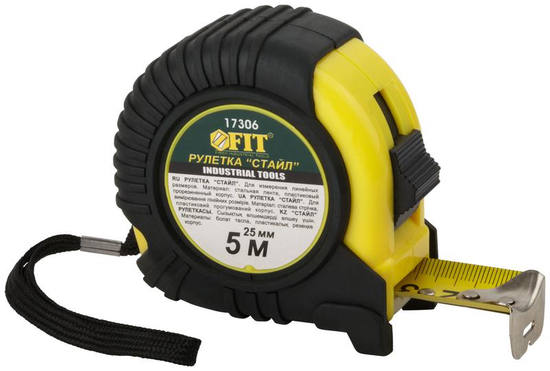 Рулетка Профи Стайл 5мх25мм прорезиненный корпус FIT 17306