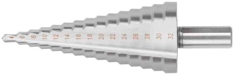 Сверло ступенчатое HSS (Р6М5) по металлу 15 ступеней 4-32мм FIT 36400