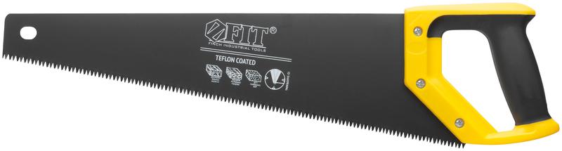 Ножовка по дереву средн.кален.зуб 7 ТPI 3D заточка пласт.прорезинен.ручка тефлон.покрытие 450мм FIT 40465