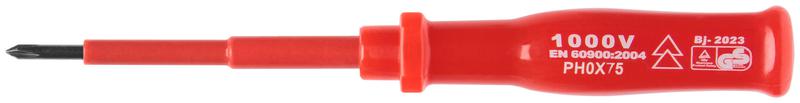 Отвертка изолированная 1000В CrV сталь пластик. ручка РН0 х 75мм FIT 55806
