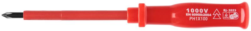 Отвертка изолированная 1000В CrV сталь пластик. ручка РН1 х 100мм FIT 55807