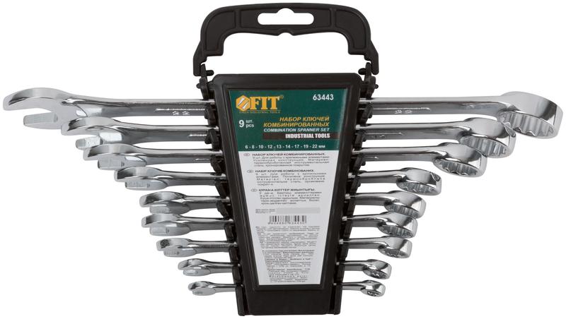 Набор ключей комбинированных в пластиковом держателе "Модерн" набор 9шт ( 6-22мм ) FIT 63443