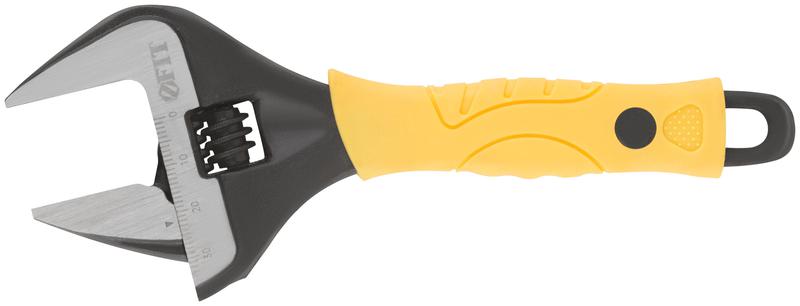 Ключ разводной "Эталон" CrV узкие губки шкала экстра увелич.захват прорезин.ручка 150мм (34мм) FIT 70195