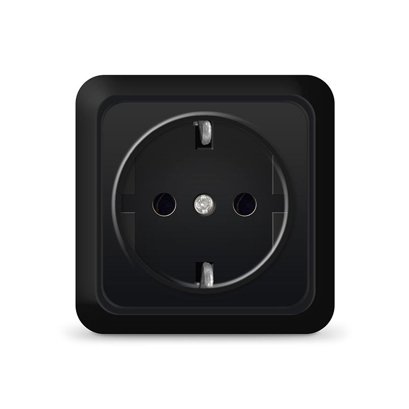 Розетка 1-м ОП Олимп 16А IP20 с заземл. черн. Universal 2227