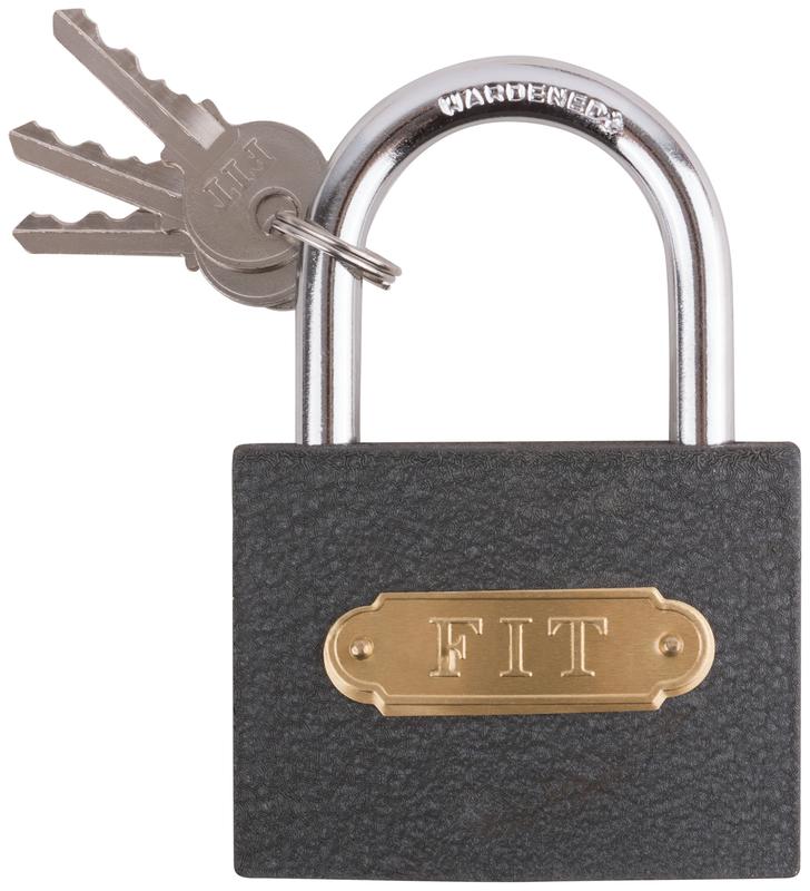 Замок навесной железный 75х58мм стальная дужка 9мм FIT 67175