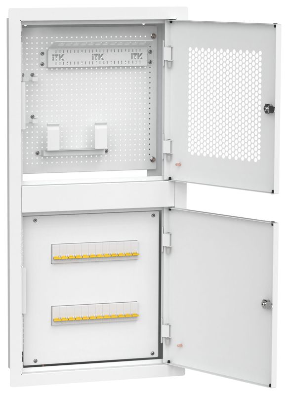 Шкаф встраиваемый двухсек. 2 ком. 400х850мм дверь метал. бел. LINEA R ITK LR16-4H81-M-FR2