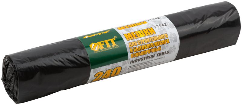 Мешок для строительного мусора ПВД особопрочные 240л 900х1400мм толщина 35мкм (уп.10шт) FIT 11942