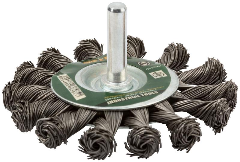 Корщетка-колесо со штифтом стальная витая проволока 75мм FIT 38585