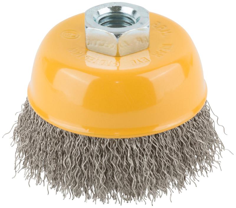 Корщетка-чашка гайка М14 волнистая проволока нержавеющая сталь 75мм FIT 38842