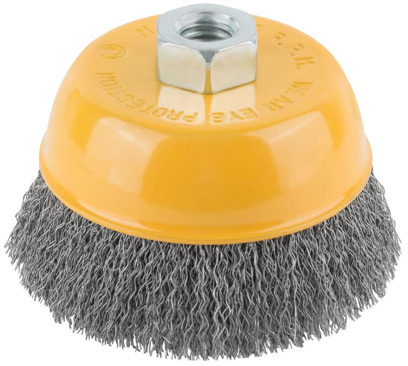 Корщетка-чашка гайка М14 волнистая проволока нержавеющая сталь 100мм FIT 38843