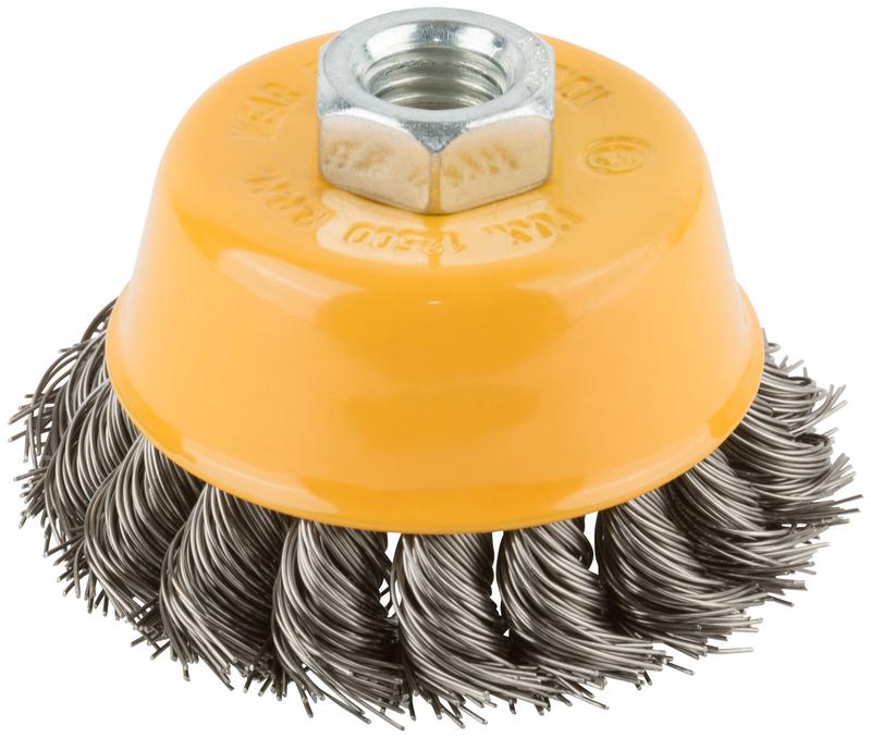 Корщетка-чашка гайка М14 витая проволока нержавеющая сталь 75мм FIT 38847