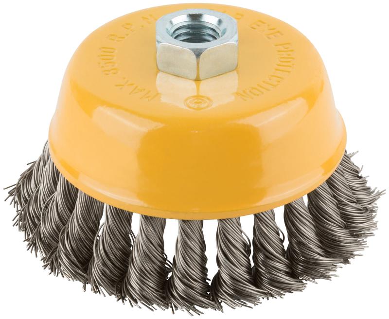 Корщетка-чашка гайка М14 витая проволока нержавеющая сталь 100мм FIT 38848
