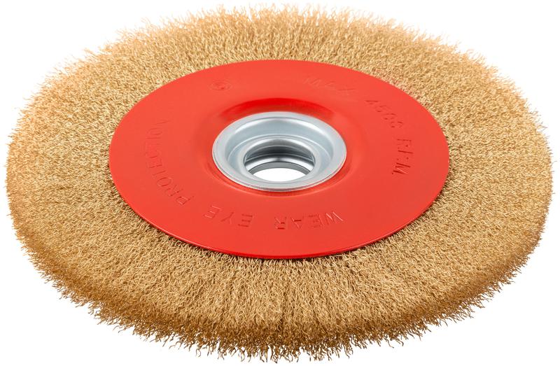 Корщетка-колесо стальная латунированная волнистая проволока 250мм FIT 39017