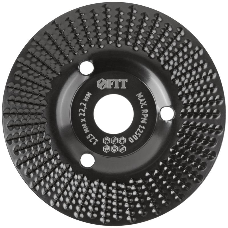 Диск обдирочный по дереву наклонный посадочный диаметр 22.2мм 125мм средняя насечка FIT 39525