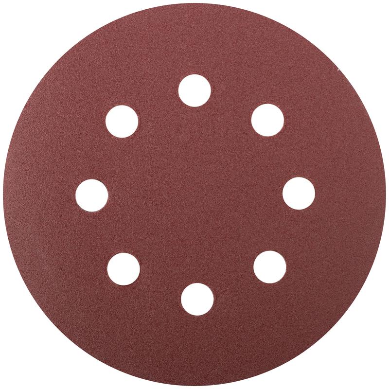 Круг шлифовальный с отверстиями (липучка) алюм./оксид 125мм (уп.5шт) Р 150 FIT 39667