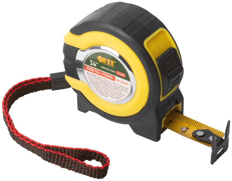 Рулетка Техно 3мх16мм прорезиненный корпус двойн. стопор FIT 17263