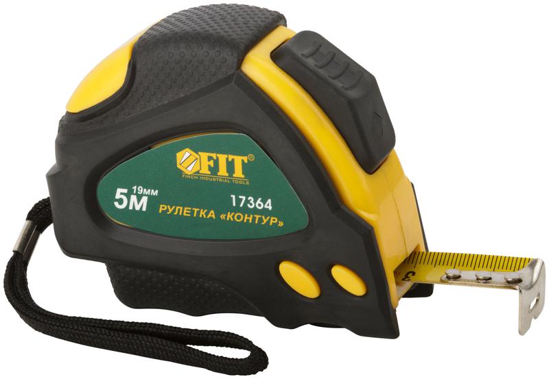 Рулетка Контур 5мх19мм автостоп прорезиненный корпус FIT 17364