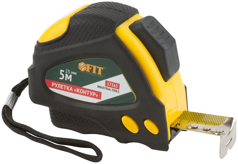 Рулетка Контур 5мх25мм автостоп прорезиненный корпус FIT 17365