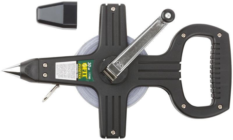 Рулетка геодезическая 30м стальная лента открытый пластик. корпус черн. FIT 17780