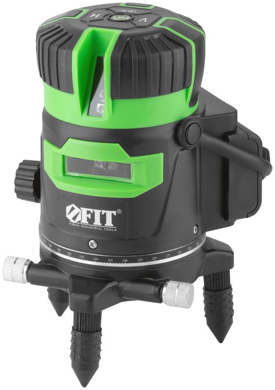 Уровень лазерный самоуспокаивающийся зел. лучи крест диапазон 10м Li-Ion аккум. 2 уровня яркости без треноги коробка FIT 18633