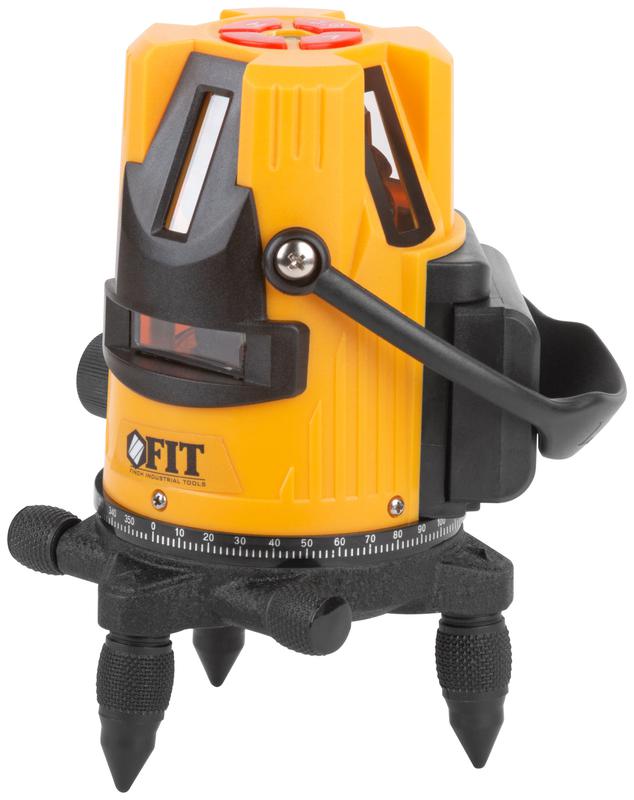 Уровень лазерный самоуспокаивающийся зел. лучи горизонталь+4 вертикали диапазон 20м Li-Ion аккум. 2 уровня яркости без треноги коробка FIT 18635