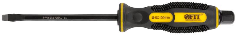 Отверткa ударная сталь S2 шестигран. жало боек под ключ прорезиненная ручка профи 5х100мм SL FIT 55632