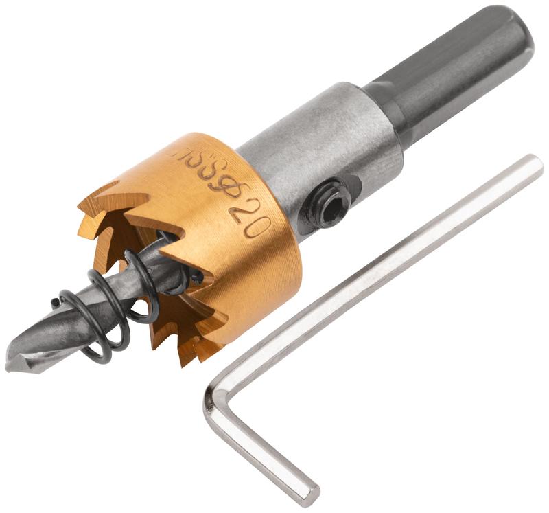 Коронка кольцевая по металлу 20мм титан. покрытие; HSS сталь FIT 36860