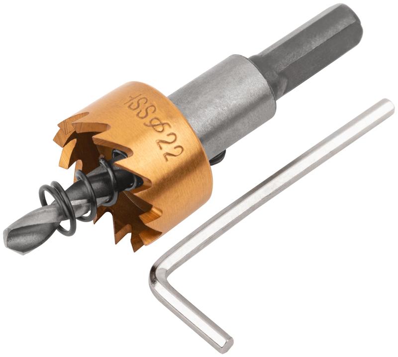 Коронка кольцевая по металлу 22мм титан. покрытие; HSS сталь FIT 36862