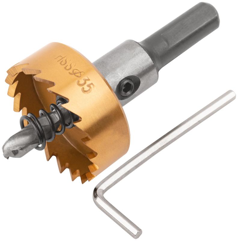 Коронка кольцевая по металлу 35мм титан. покрытие; HSS сталь FIT 36870