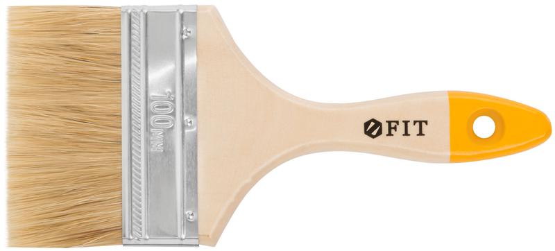 Кисть флейцевая "Стандарт-Плюс" натур. светлая щетина деревянная ручка 4дюйм (100мм) FIT 01048