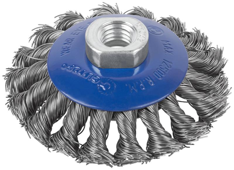 Щетка для УШМ М14 тип "Тарелка" крученая проволока 0.5мм 100мм Profi Cutop 82-528