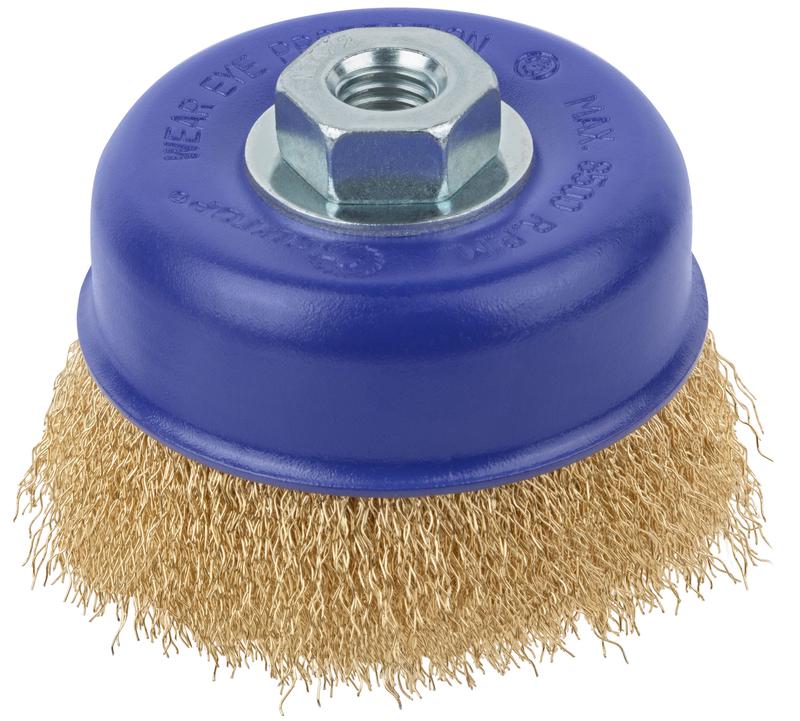 Щетка для УШМ М14 тип "Чашка" латун. витая проволока 0.3мм 100мм блист. Profi Cutop 82-895