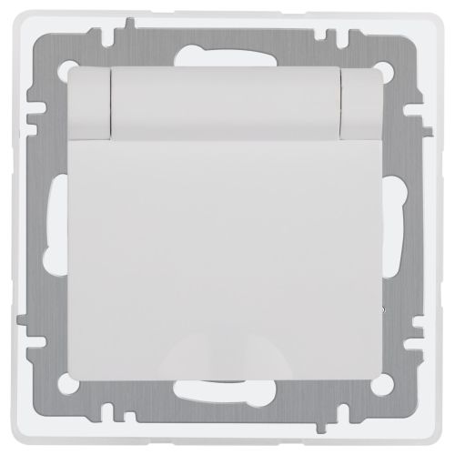 Розетка 1-м СП Accent 6-209-01 16А IP44 250В 2P+E Schuko с крышкой защ. штор. AL/CU бел. Intro Б0063553