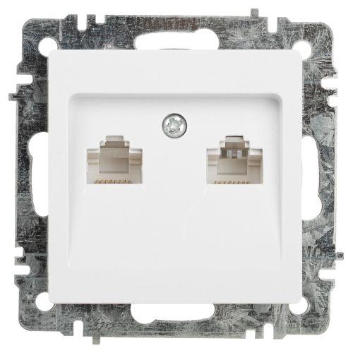 Розетка компьютерная 1-м СП Accent 6-304-01 2xRJ45 IP20 бел. Intro Б0063646