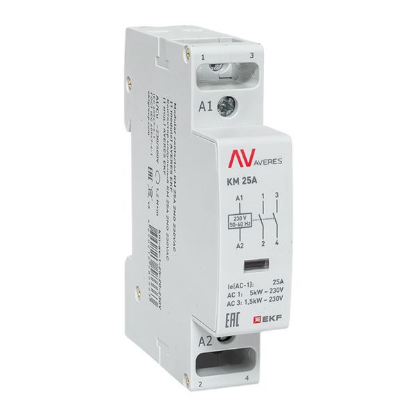 Контактор модульный КМ 25А 2NО 230В AC (1 мод.) AVERES EKF km-av-1-25-20-230V