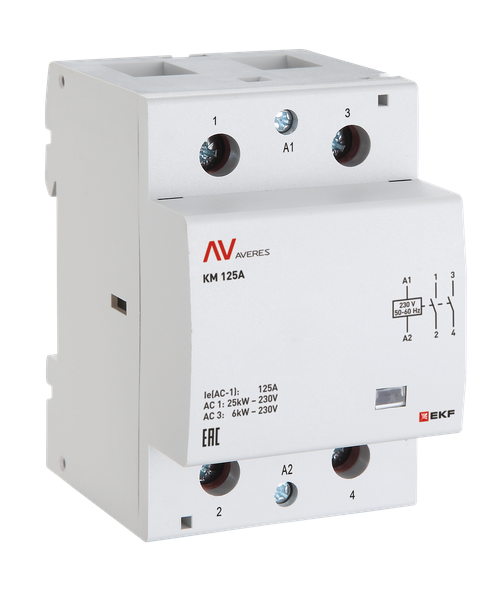 Контактор модульный КМ 40А 2NO+2NC 110В AC (3 мод.) AVERES EKF km-av-3-40-22-110V