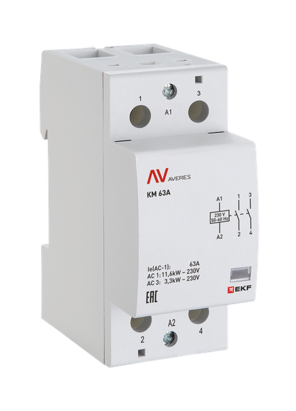 Контактор модульный КМ 63А 1NC+1NO 48В AC (2 мод.) AVERES EKF km-av-2-63-11-48V